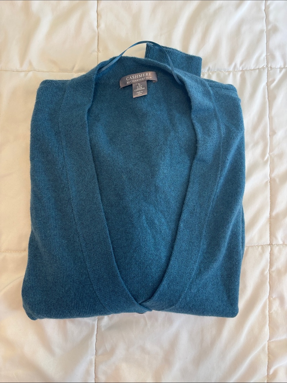 Charter Club Teal Cashmere Cardigan - Picture 5 of 5